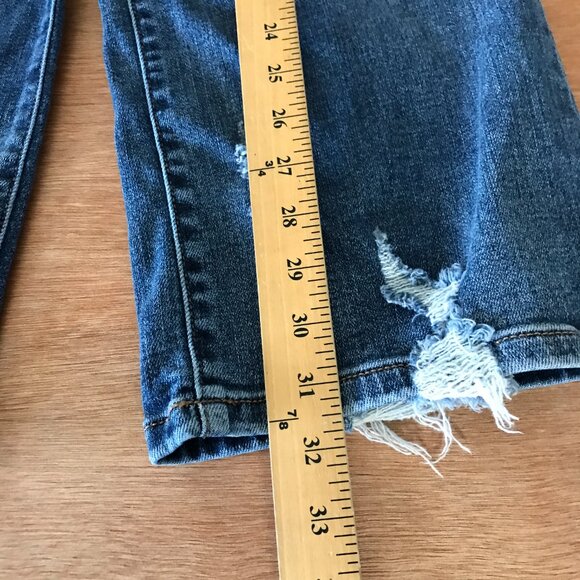 Judy Blue Wide Leg Jean Women 1/25 Blue Button Fly Distressed Mid Rise Stretch - Picture 6 of 14